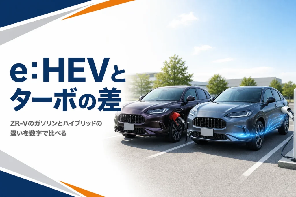 ZR-Vのガソリンとハイブリッドの違いを解説する記事のアイキャッチ