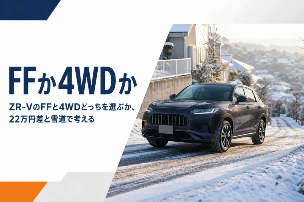 雪の残る坂道を上るミドルサイズSUV