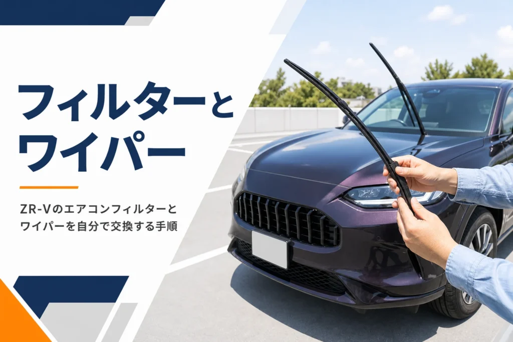 SUVのワイパーブレードを交換している手元