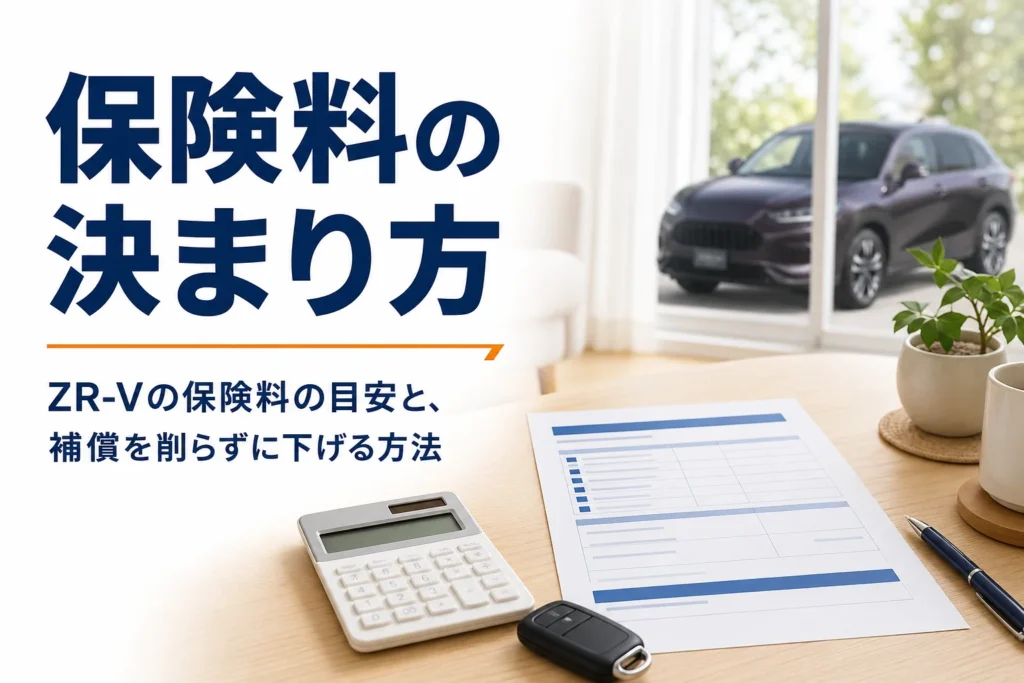 保険の見積書と電卓、車のキーが置かれたテーブル