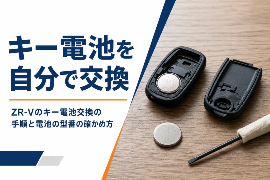 テーブルの上の開いたスマートキーとコイン形電池