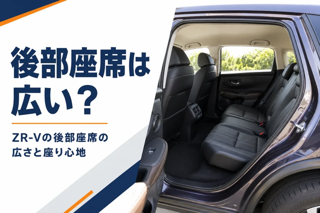 ドアを開けたSUVの後部座席と足元の空間