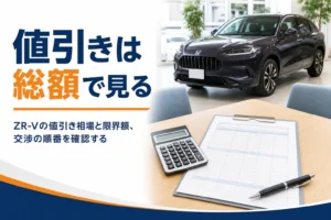 ZR-Vの値引き相場と交渉の順番を解説する記事のアイキャッチ