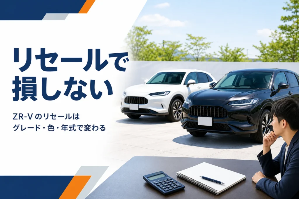 並んだ白と黒のSUVと電卓