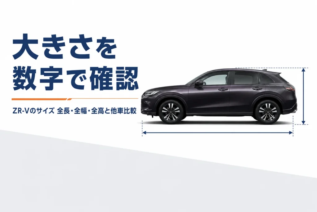 SUVの側面に長さと高さの寸法線を入れたイメージ