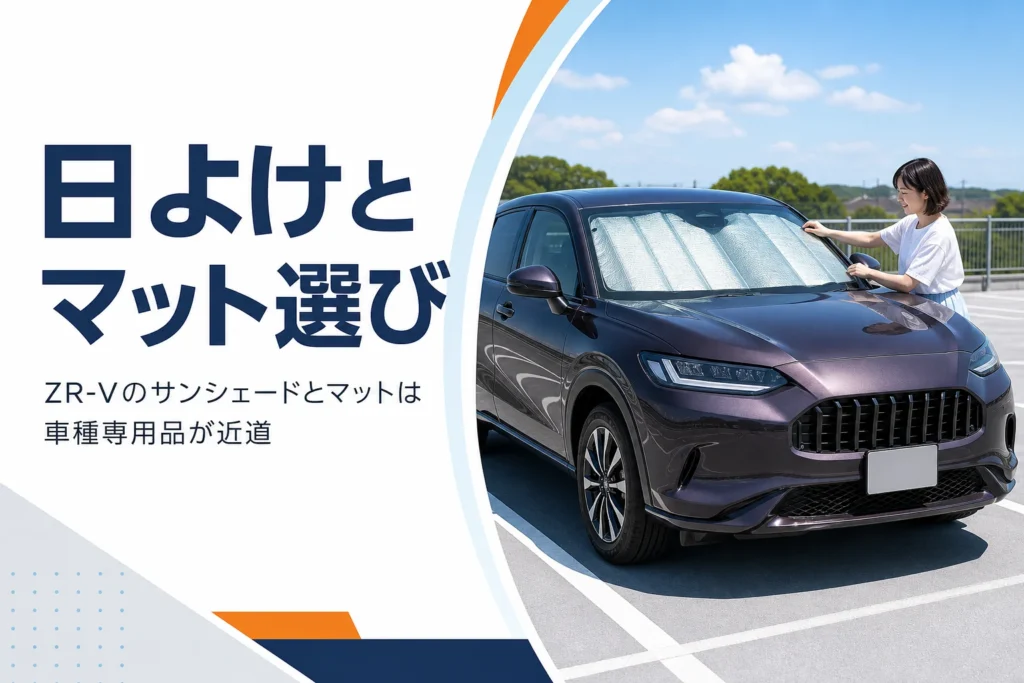 フロントガラスの内側にサンシェードを広げたSUV