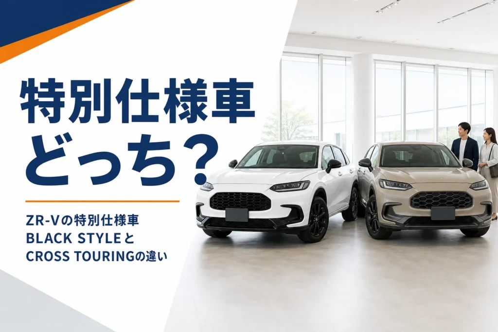 黒いグリルの白いSUVとグレーのグリルのベージュのSUVを並べた様子