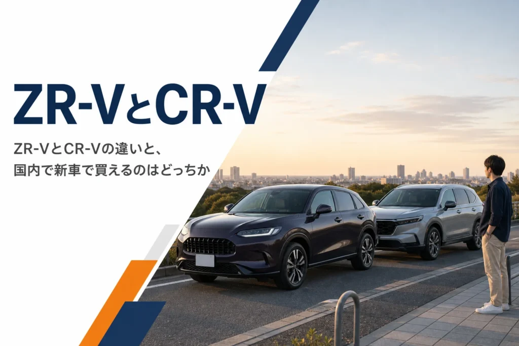 大きさの違う2台のSUVが道路沿いに並ぶ様子