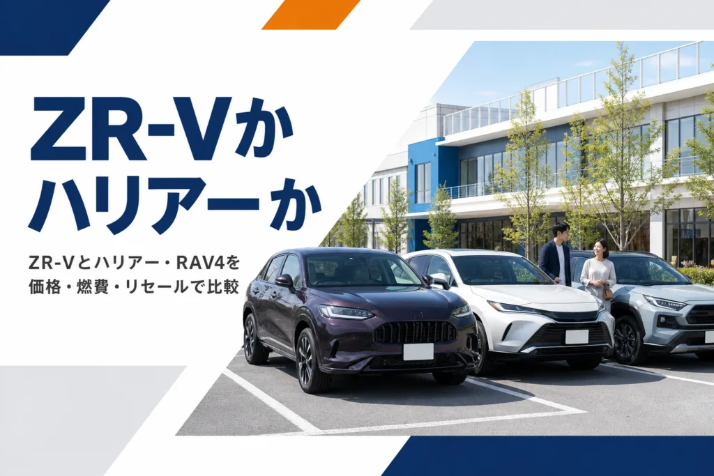 屋外駐車場に並ぶ3台のミドルサイズSUV