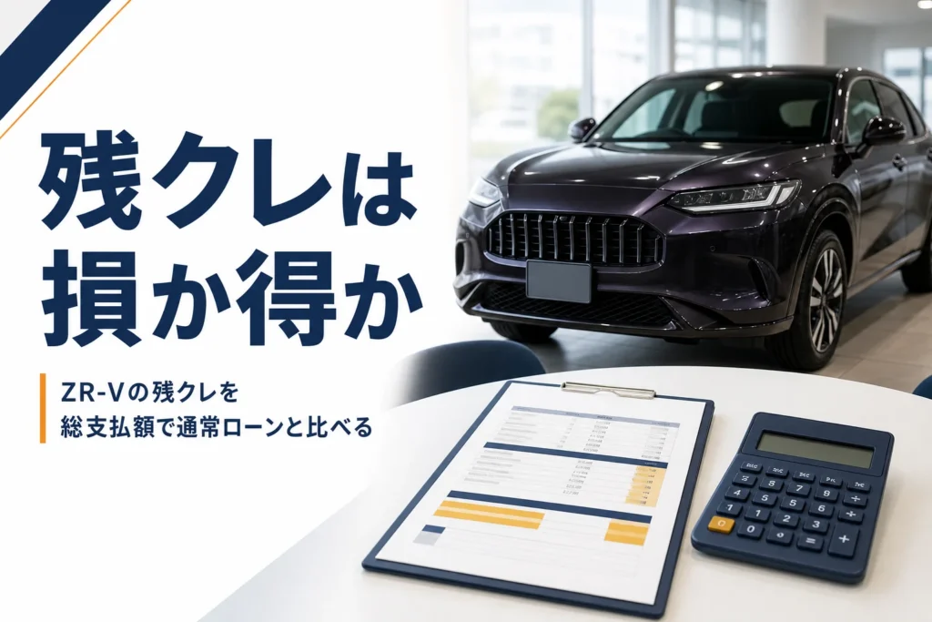 見積書と電卓の奥にぼかしたミドルサイズSUV